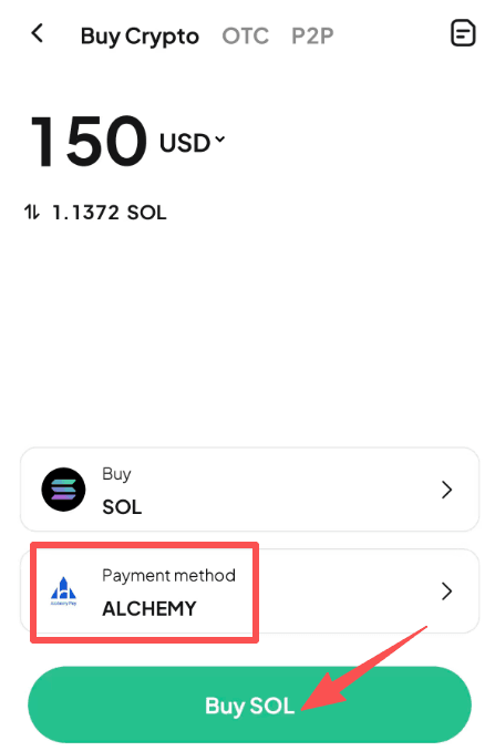 步骤4： 如何在WEEX场外交易用美元买入SOL? 应用程序版本