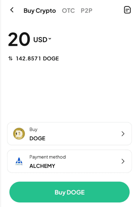 步骤2： 如何通过WEEX OTC买入DOGE? 应用程序版本