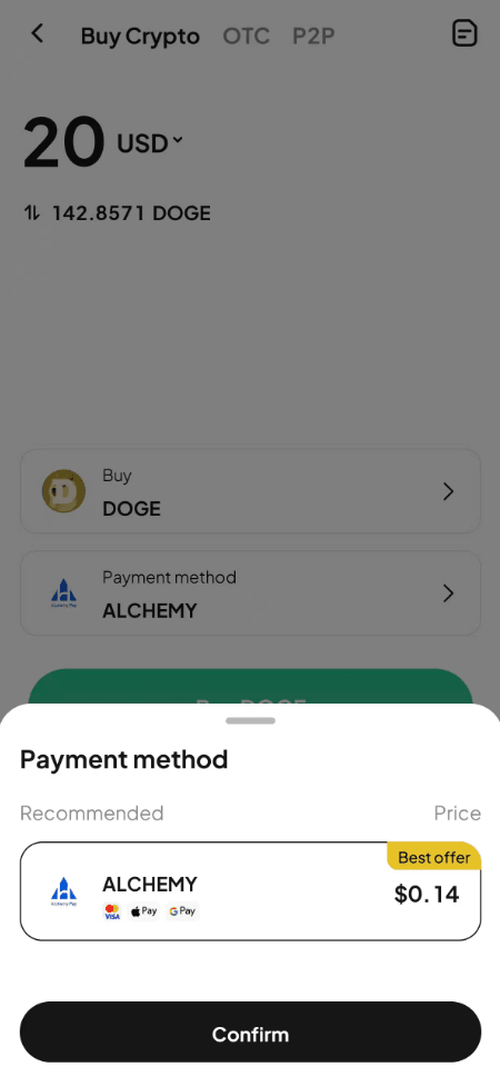 步骤3： 如何在WEEX场外交易用美元买入DOGE? 应用程序版本